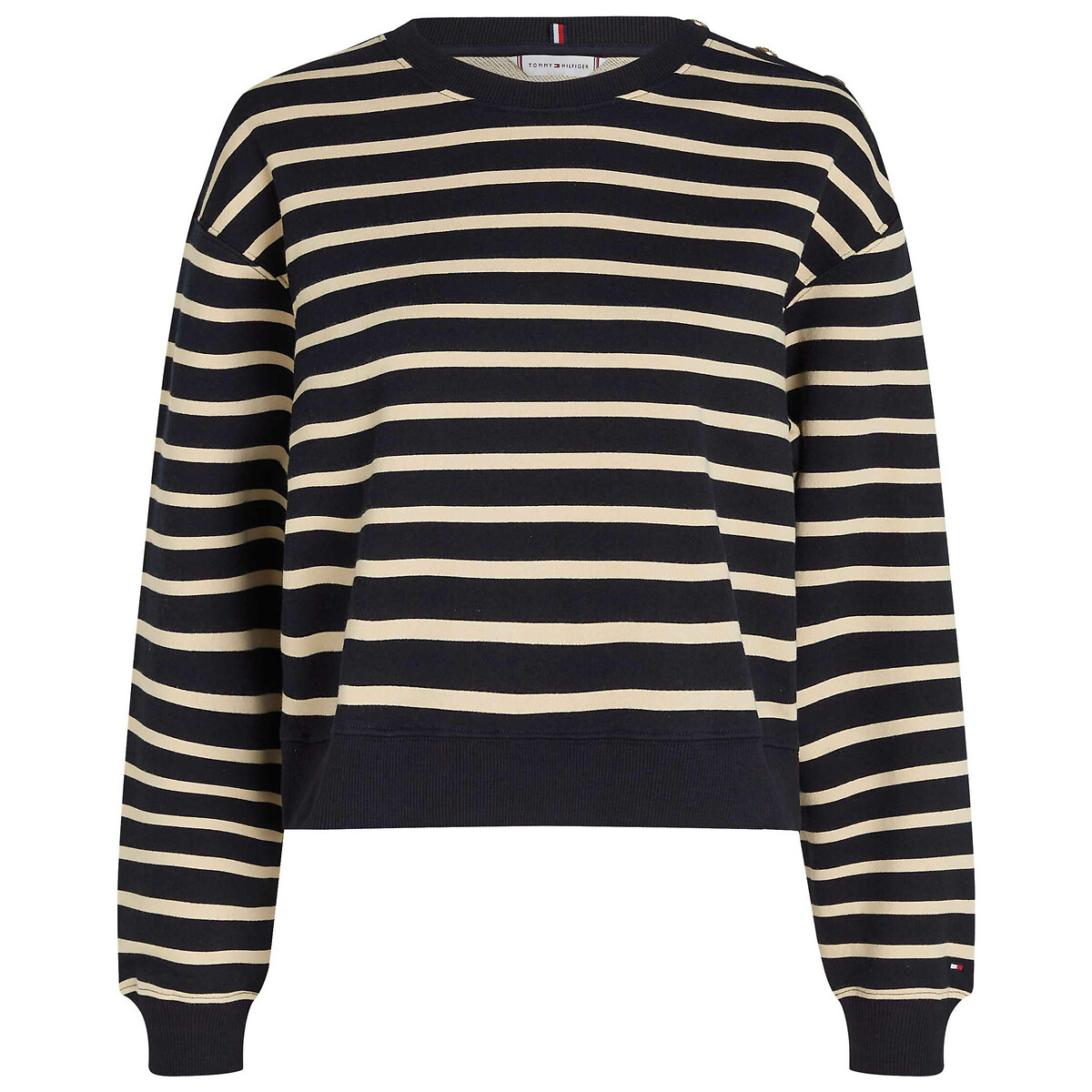 Sweat rayé manches longues col rond rayé bleu blanc, TOMMY HILFIGER