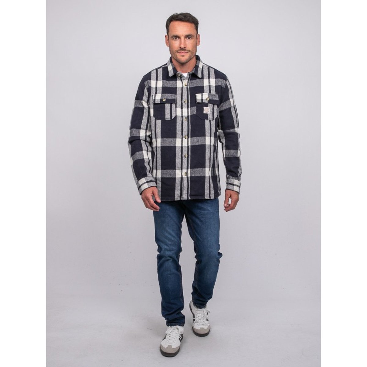 Surchemise Manches Longues Carreaux Zopper bleu marine, RITCHIE
