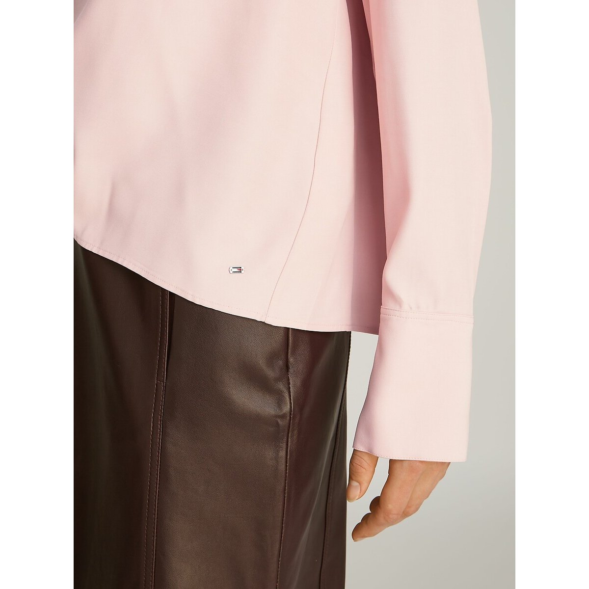 Blouse col V à manches longues rose, TOMMY HILFIGER