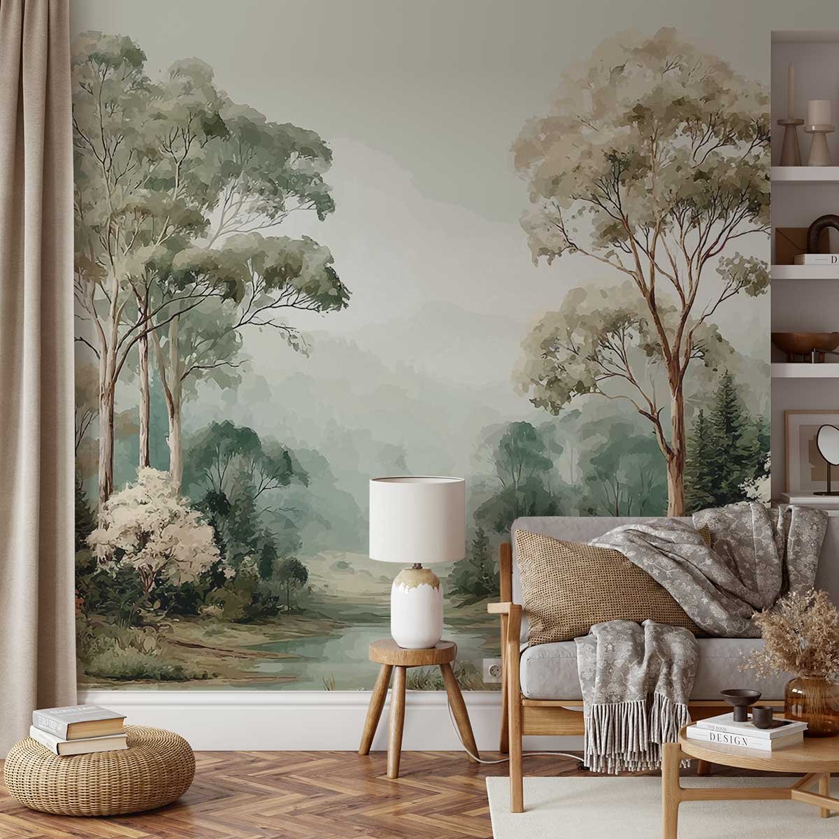 Papier peint forêt Eucalyptus Sauvage vert, HEXOA