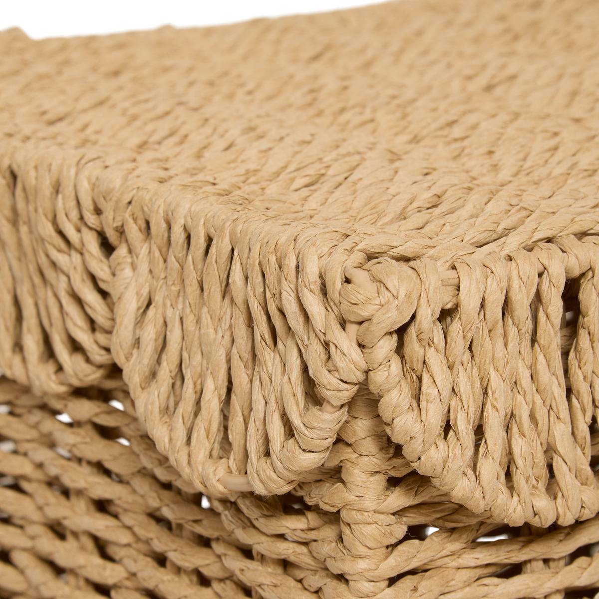 Lot de 3 cagettes rectangulaires en acier CYRIELLE beige, ATMOSPHERA