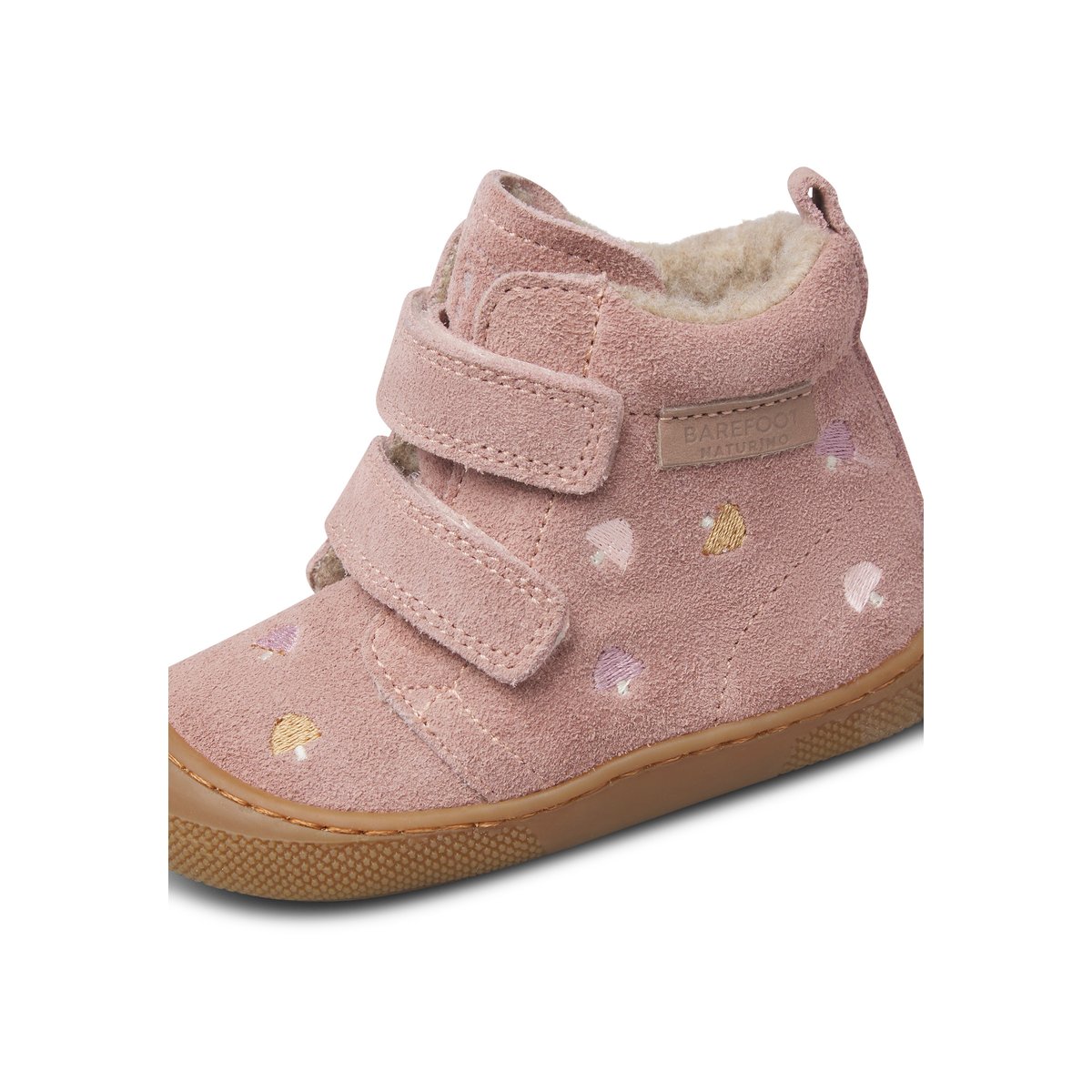 Bottines barefoot en daim BAREFOOT WIGGHI VL EMBR.MUSHROOM rose-rose clair, NATURINO