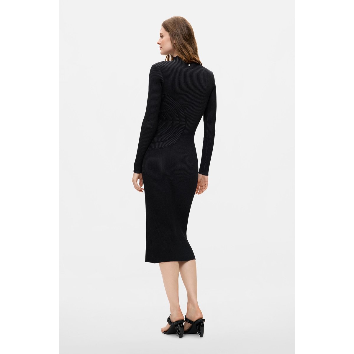 Robe midi en maille irisée noir, DESIGUAL