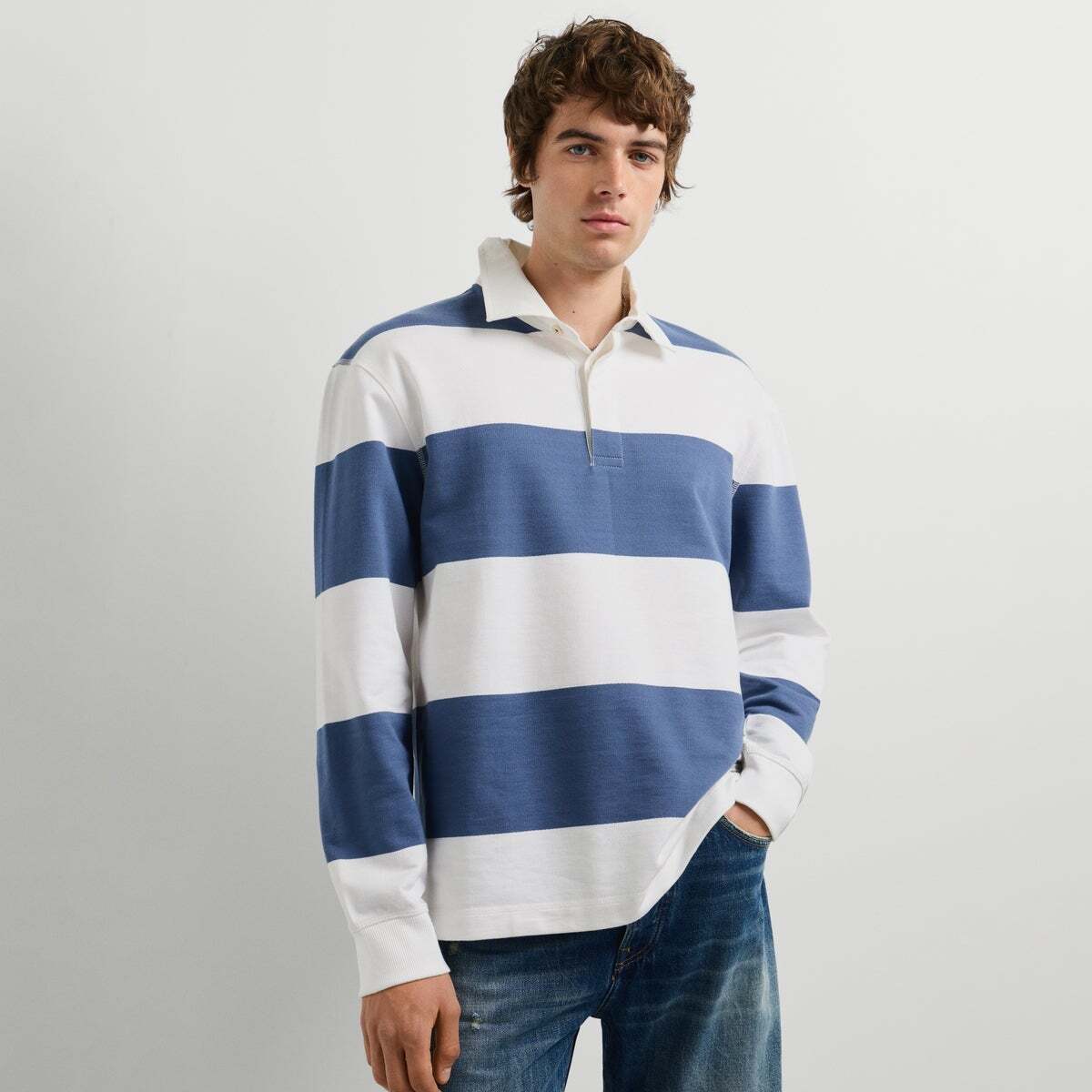 Polo Rugby Manches Longues Coupe Décontractée bleu mer, PEPE JEANS