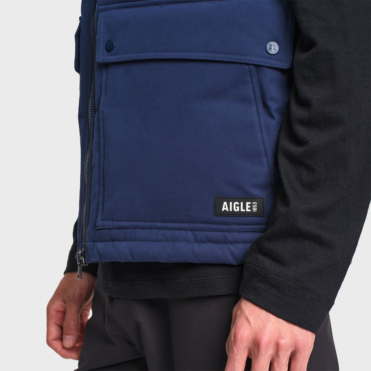 Gilet matelassé imperméable poches cargo REPREVE bleu marine, AIGLE