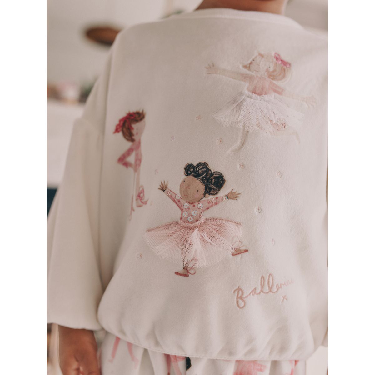 Pyjamas en polaire confortable ballerine écrue/rose, NEXT