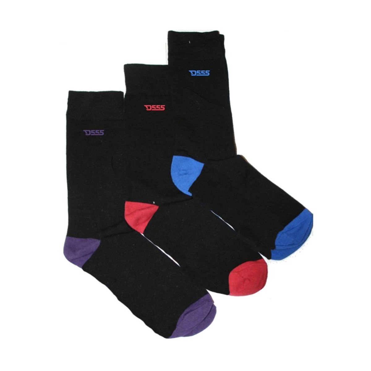 Lot de 3 paires de chaussettes grande taille PHOENIX bleu / rouge / violet, DUKE