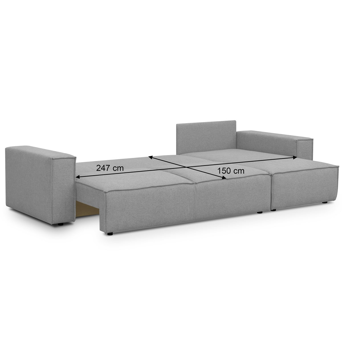 Canapé d'angle convertible 5 places en tissu - HARPER gris, HOMIFAB