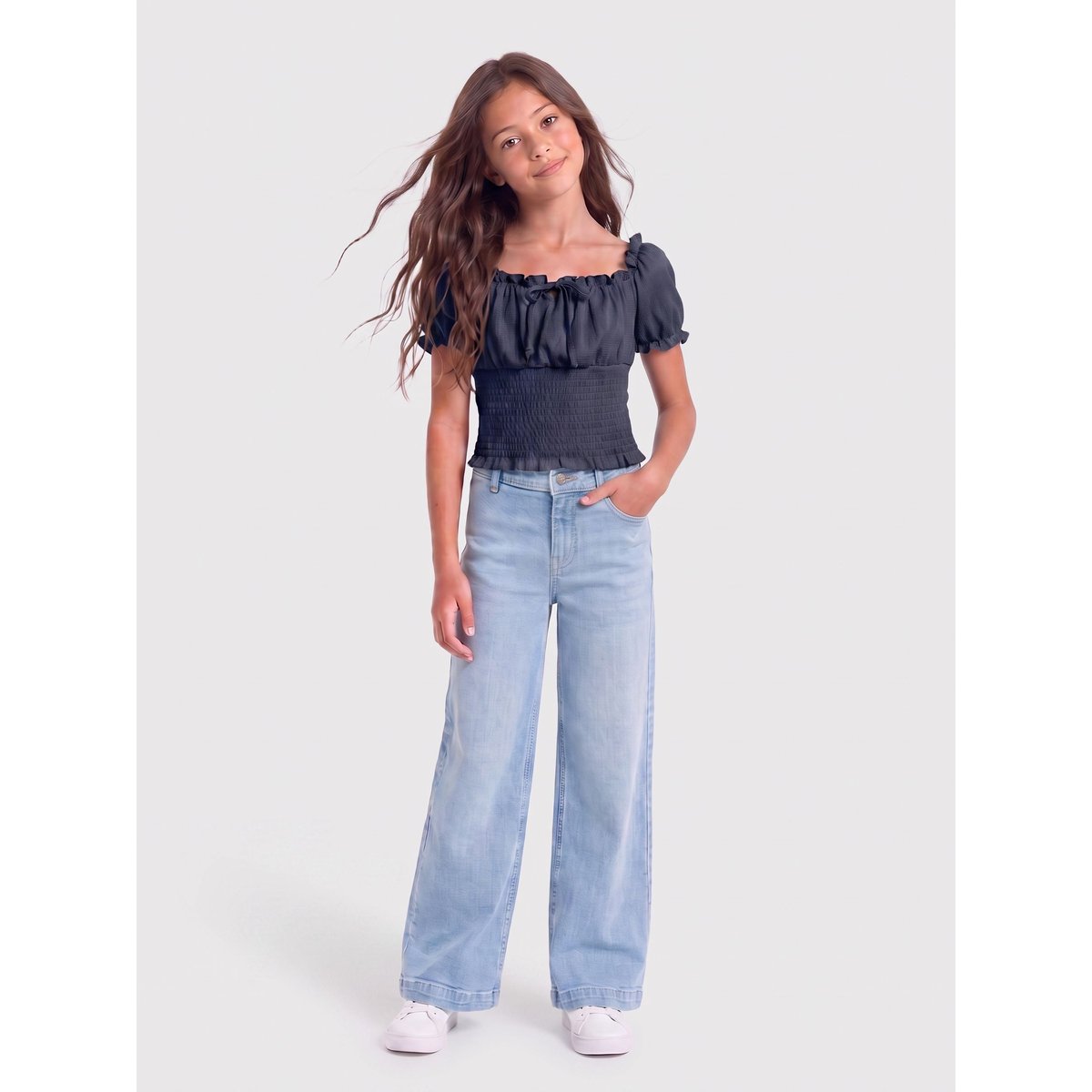 Top Smocké navy blazer, KIDS ONLY