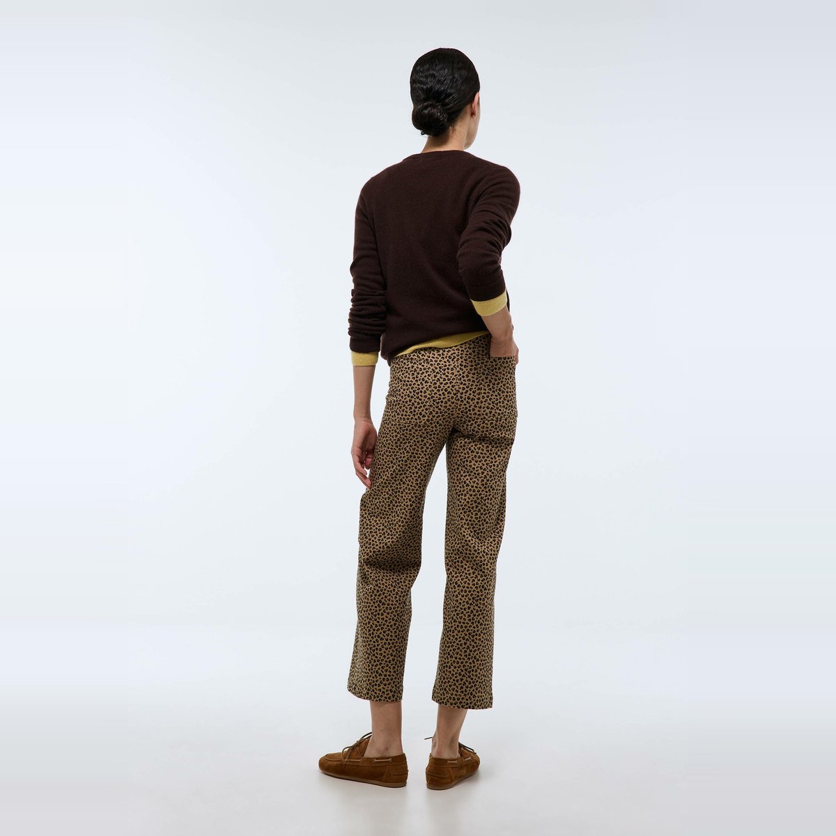 Pantalon large taille haute imprimé léopard contenant du coton marmotte, MONOPRIX
