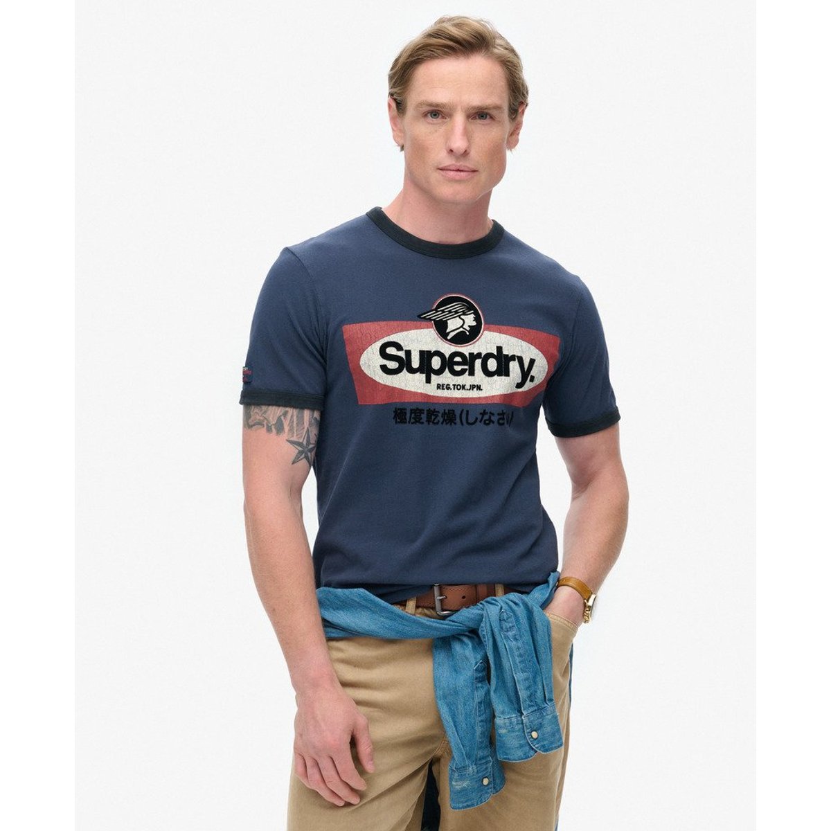 T-shirt à motif Core Logo bleu marine profond, SUPERDRY