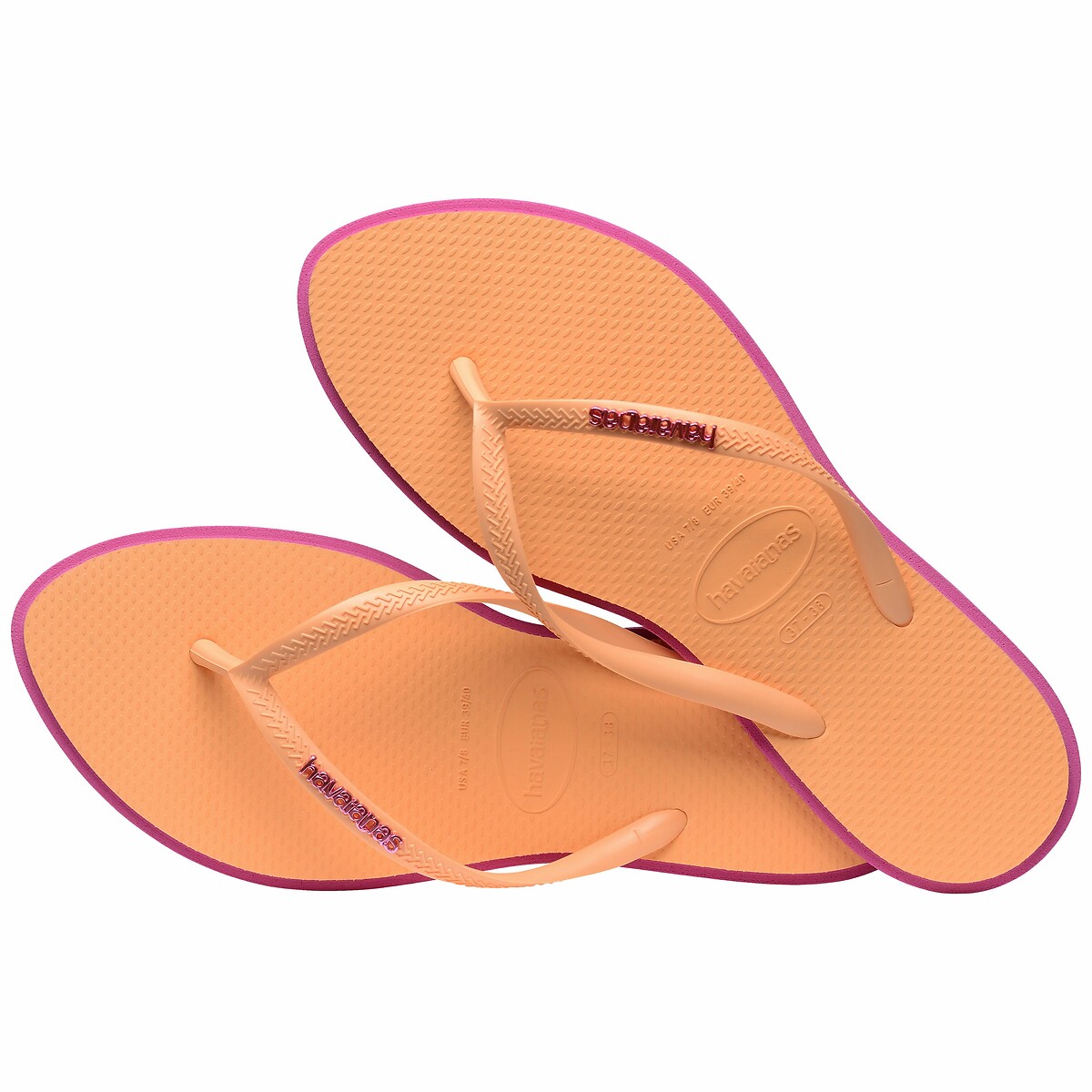 Slim Fit Flip Flops pink/ecru striped, HAVAIANAS