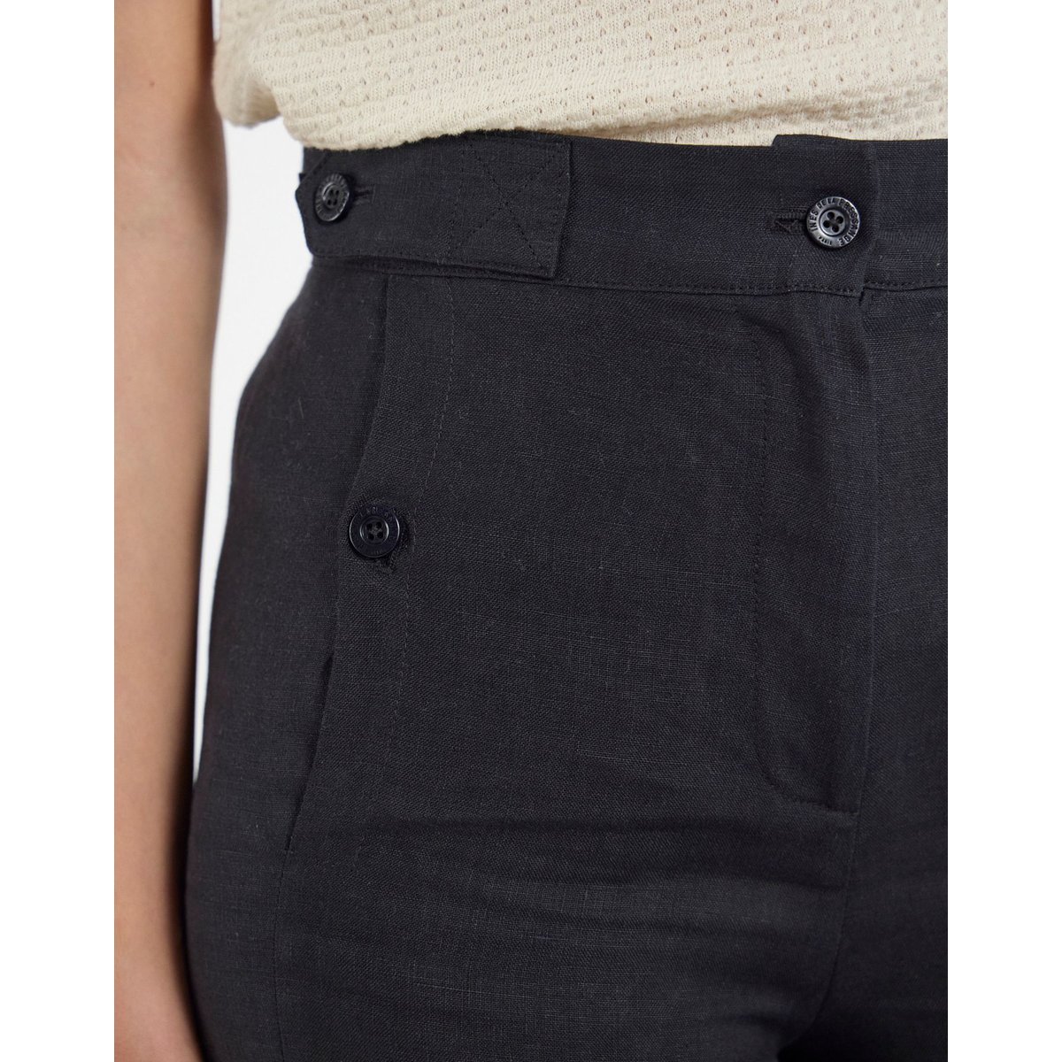 Pantalon à pinces Piotr en lin noir black, INES DE LA FRESSANGE PARIS