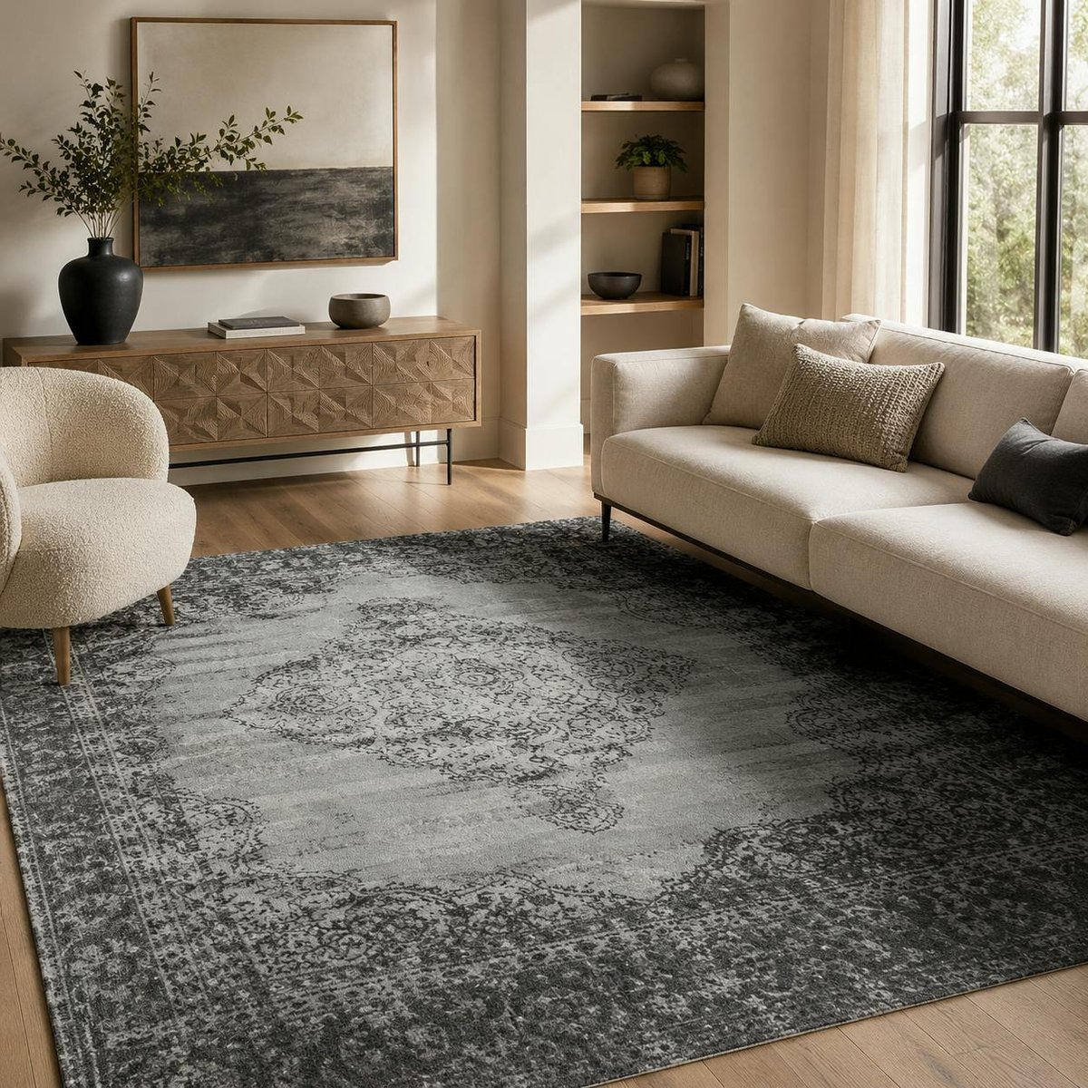 Tapis vintage gris 200x290 cm ISPAHAN gris, PIER IMPORT