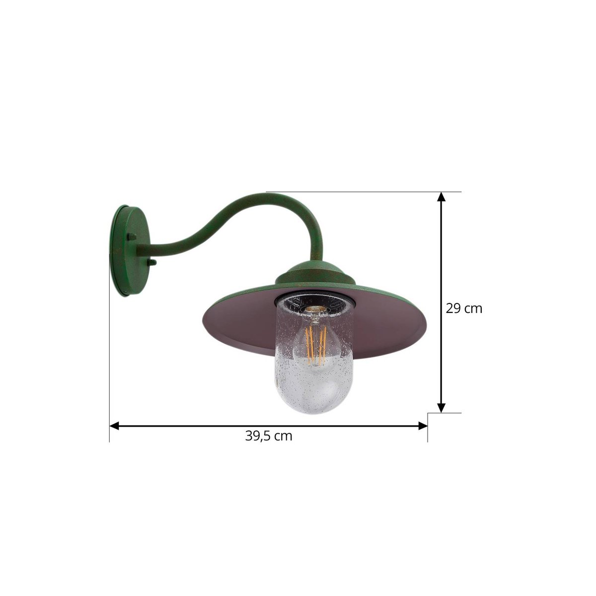 Applique extérieure en aluminium moderne vert vintage, transparent, LINDBY