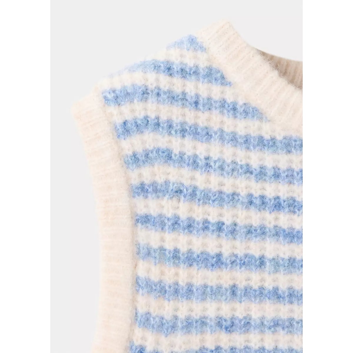 Gilet maille rayures bleu ciel, MANGO BABY