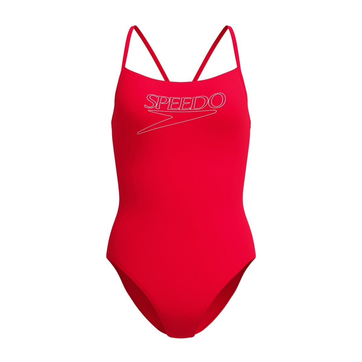 Maillot de bain 1 pièce à bretelles fines motif/style logo rouge, SPEEDO