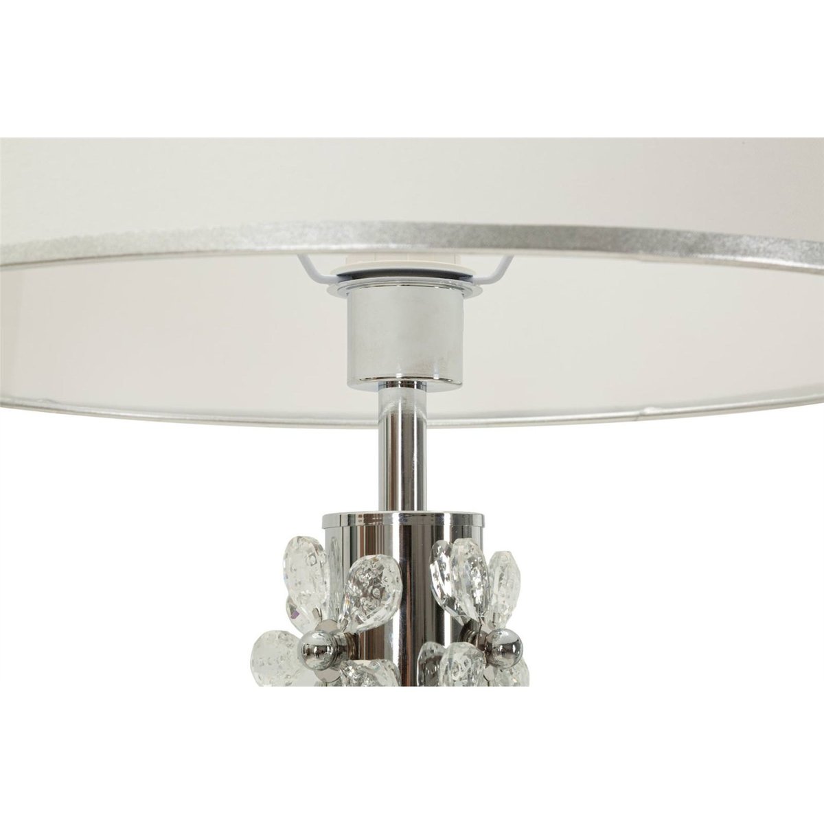 Lampadaire fleur en fer abat-jour GLAM argenté et blanc, RECOLLECTION