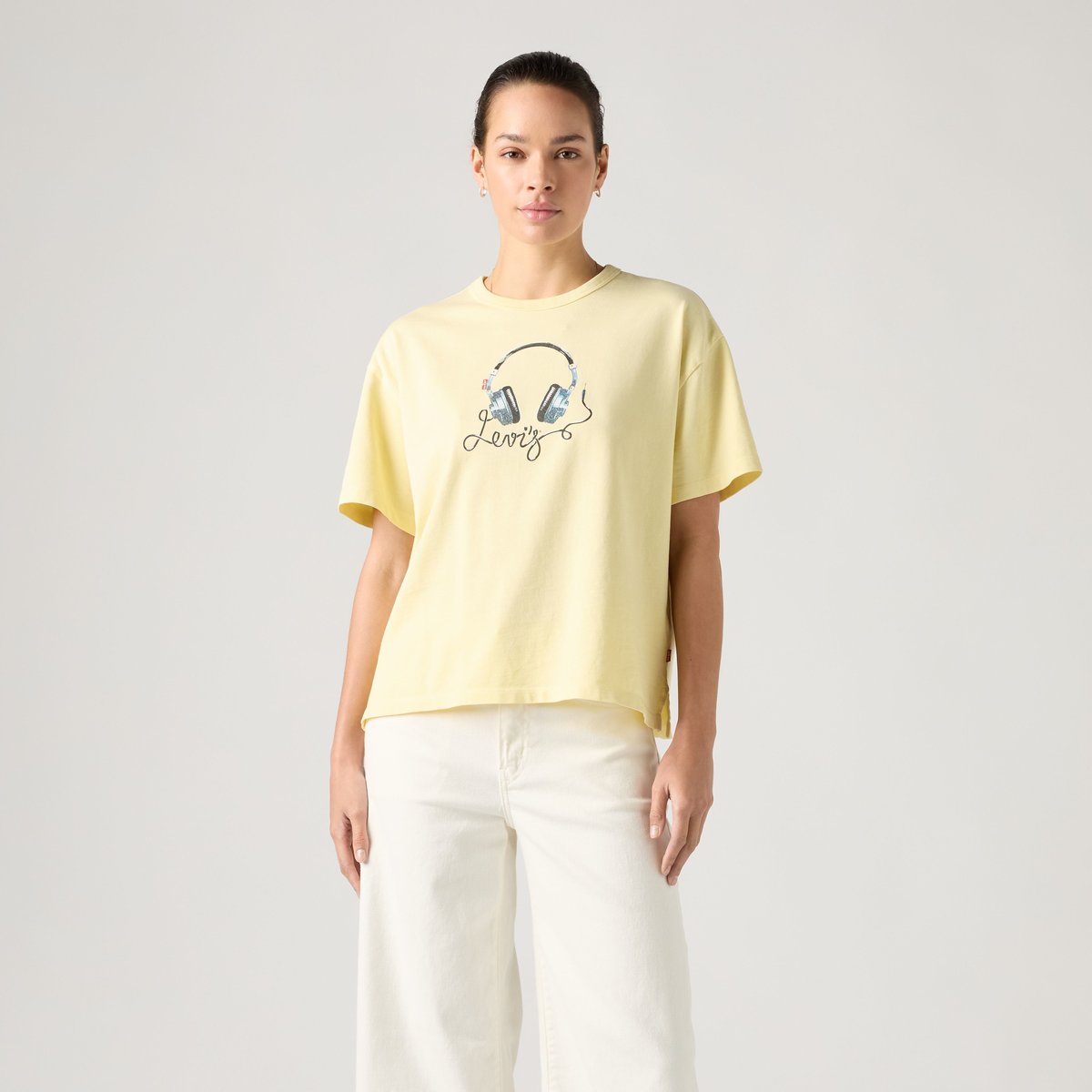T-shirt graphique Vintage jaune - lse_denim headphones french vanilla, LEVI'S