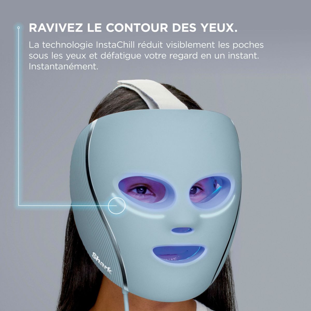 Masque LED CryoGlow avec rafraîchissement du contour des yeux Lilas couleur unique, SHARK