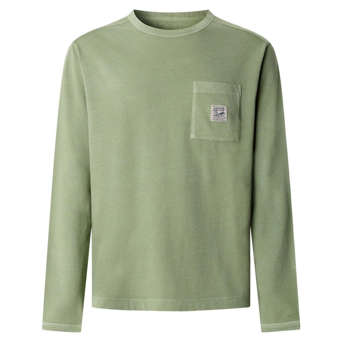T-Shirt Manches Longues Coupe Regular vert armée lavé, PEPE JEANS