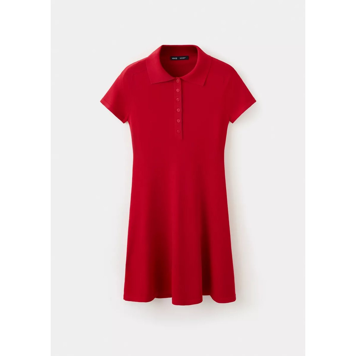 Robe maille col polo rouge, MANGO