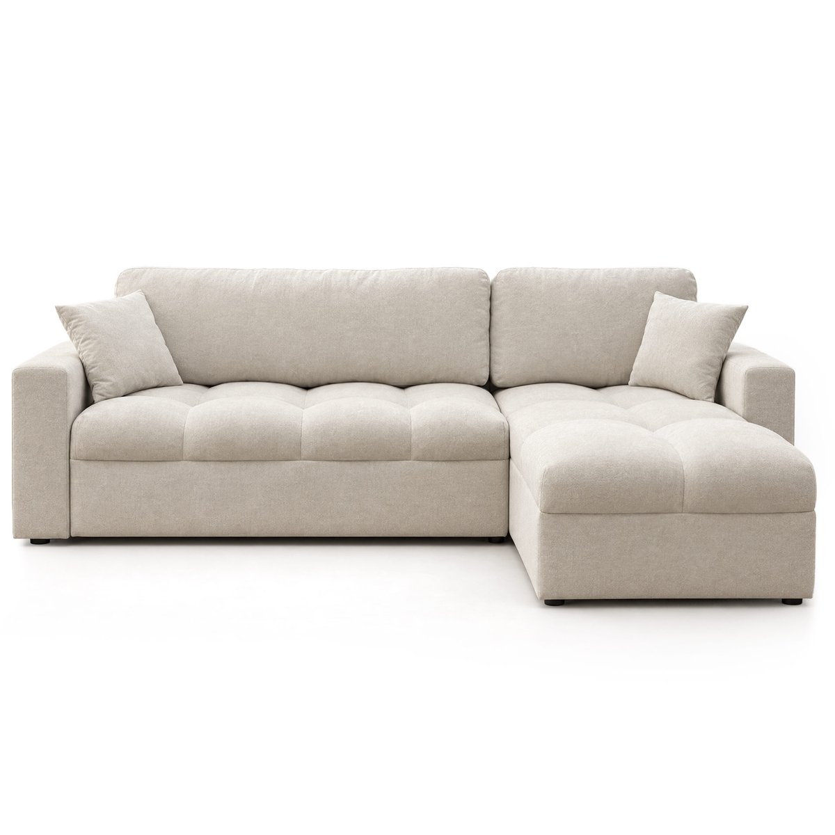 Canapé d'Angle Convertible en Tissu 4 places - CYRO beige, BEST MOBILIER