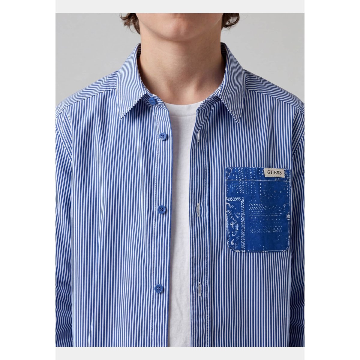 Chemise Regular En Popeline bleu clair, GUESS KIDS