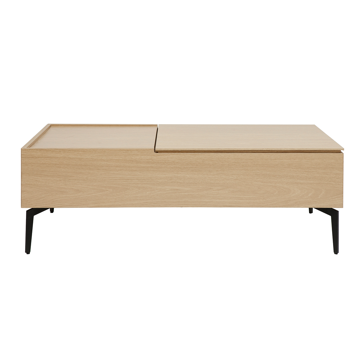 Table basse relevable rectangulaire bois foncé finition noyer et métal noir L103 cm SEDA naturel, MILIBOO