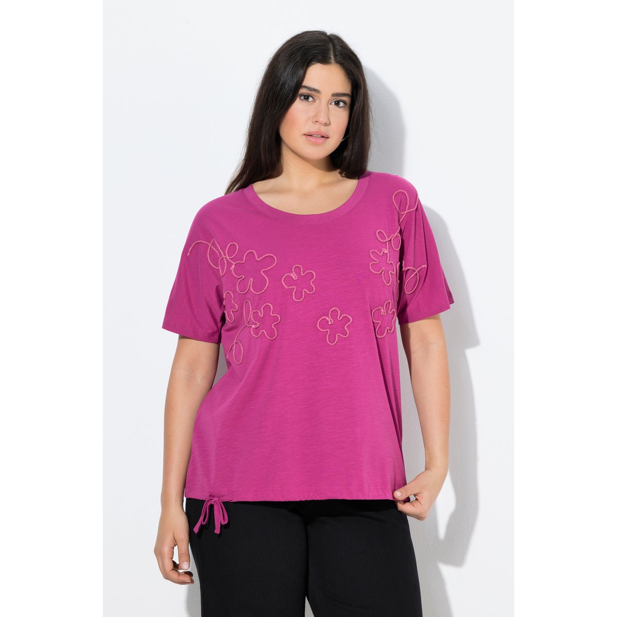 T-shirt oversized à col rond et framboise, ULLA POPKEN