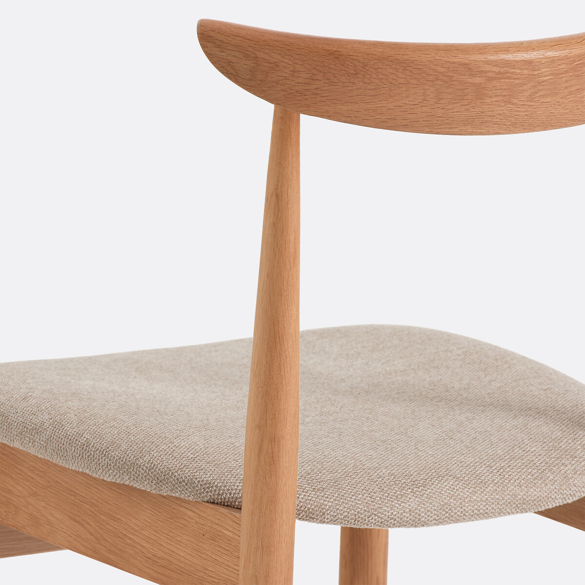 Chaise en chêne massif, assise en tissu texturé, ELLIO coloris chêne, LA REDOUTE INTERIEURS