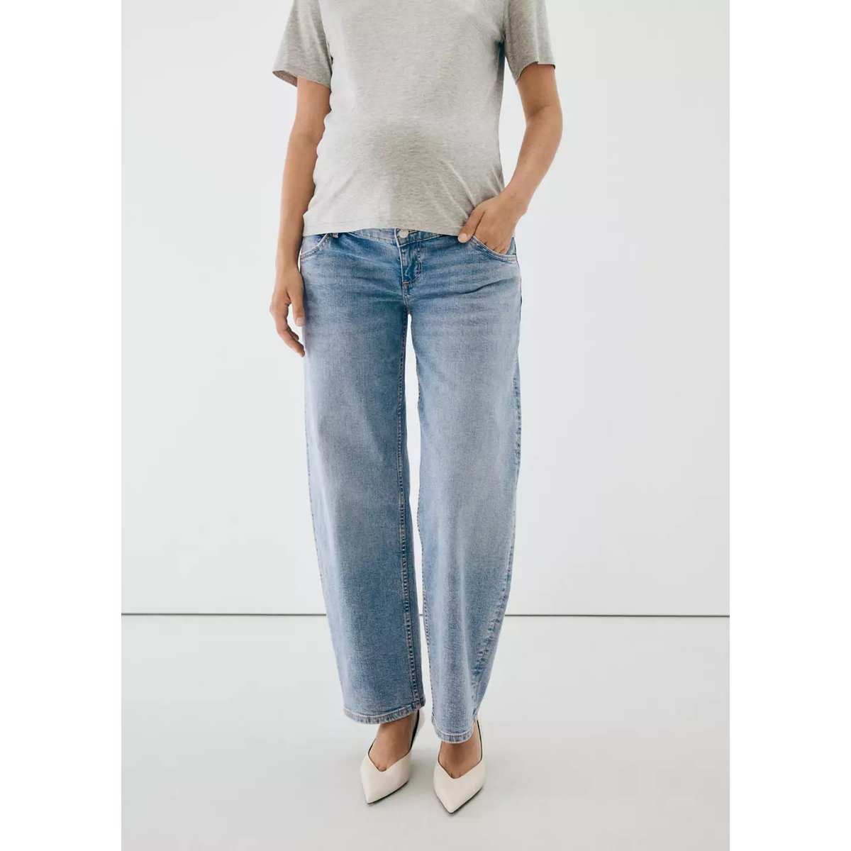 Jean balloon de grossesse bleu moyen, MANGO