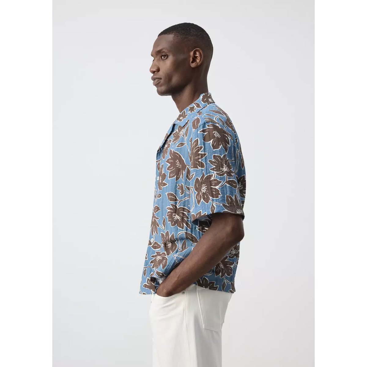 Chemise fluide imprimé fleuri marron, MANGO MAN