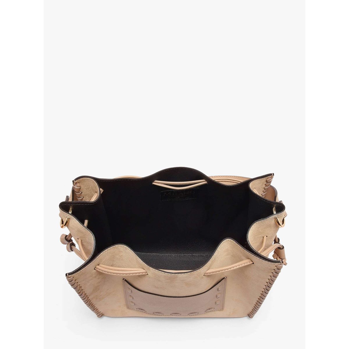Sac porté main Velvet caviar cuir taupe chiaro, MILANO