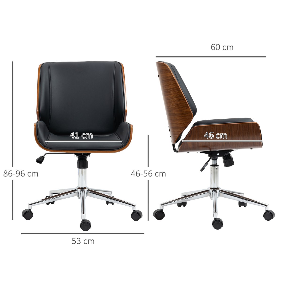 Chaise de bureau Revêtement synthétique PU noir, marron, HOMCOM
