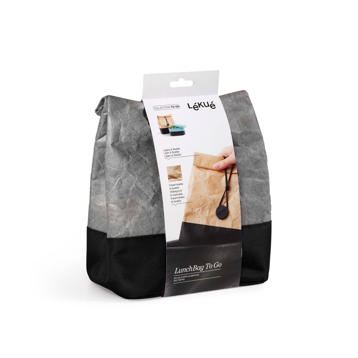 Lunchbag To go gris, LEKUE