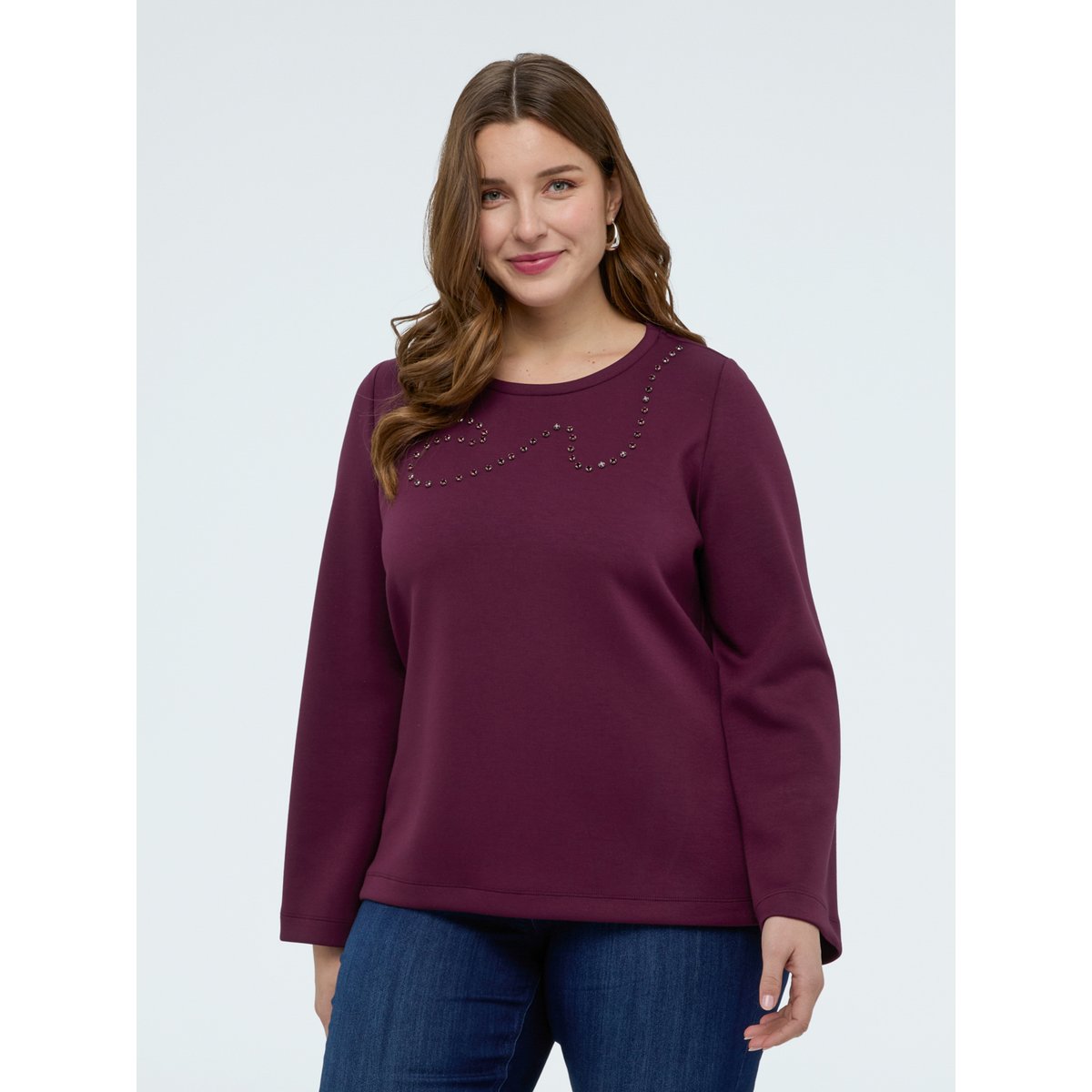 Sweat-shirt avec strass burgundy, FIORELLA RUBINO