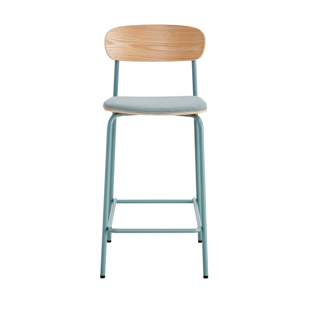 Lot de 2 chaises de bar en tissu et métal 66 cm- ARNO vert d'eau, DRAWER