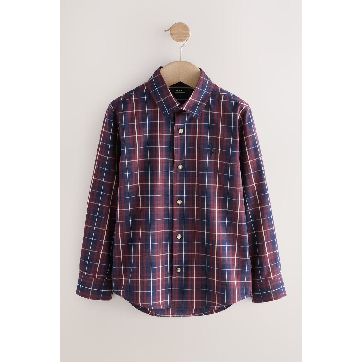 Chemise manches longues en coton à carreaux violet prune, NEXT
