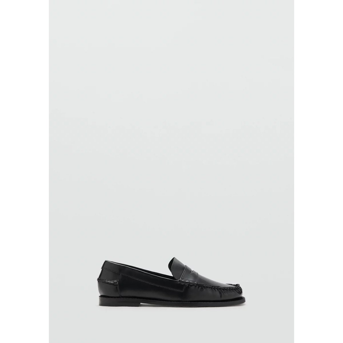 Mocassins cuir noir, MANGO TEEN