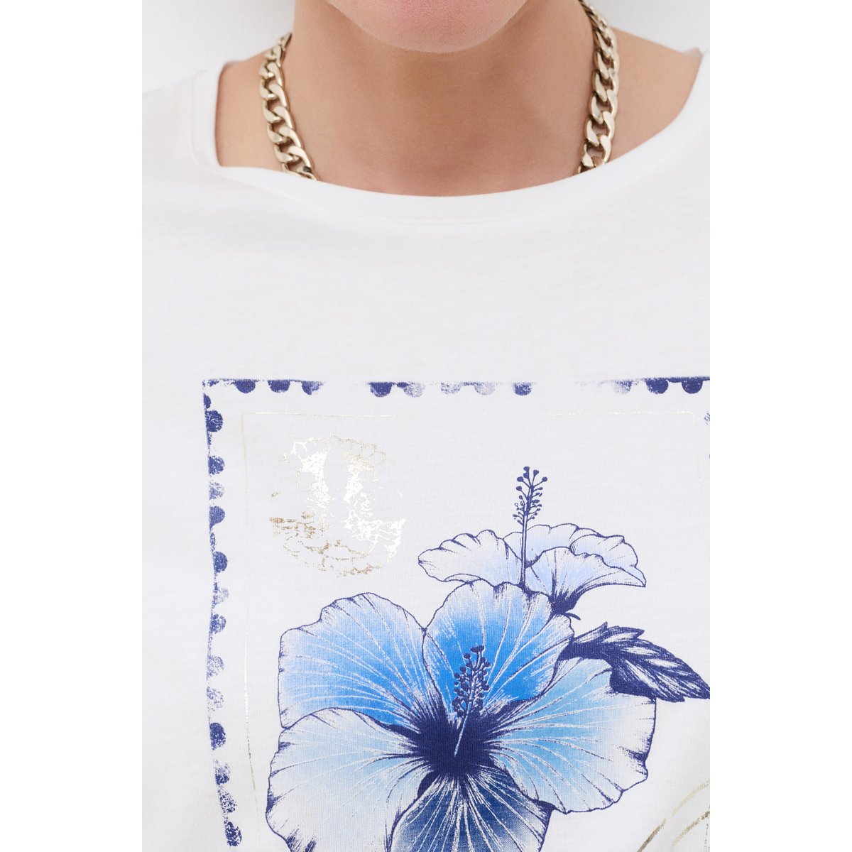 T-shirt droit col rond TIM-STAMP bleu marine, CAROLL