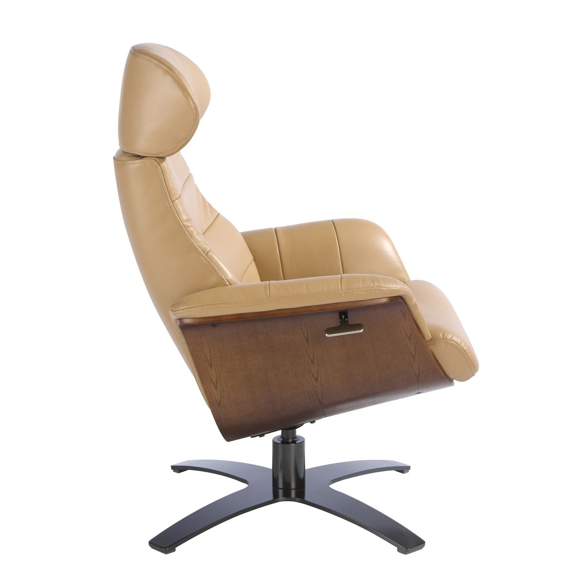 Fauteuil pivotant en cuir sable | gris anthracite, ANGEL CERDA