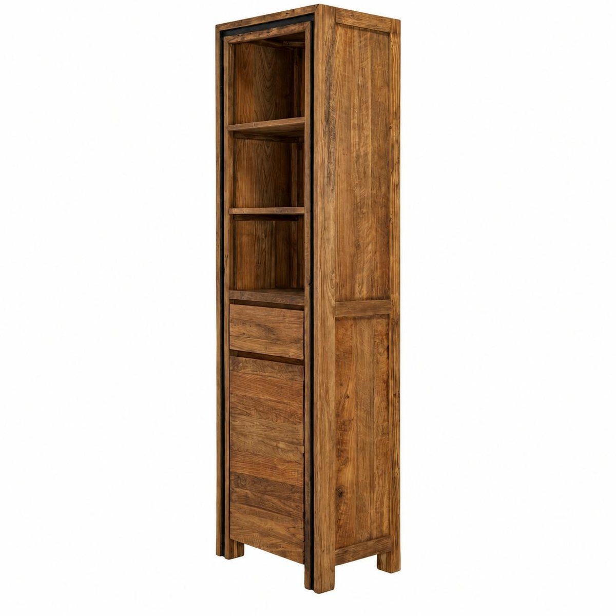 Colonne rangement en bois recyclé de teck 1 porte VADOD bois naturel, PIER IMPORT