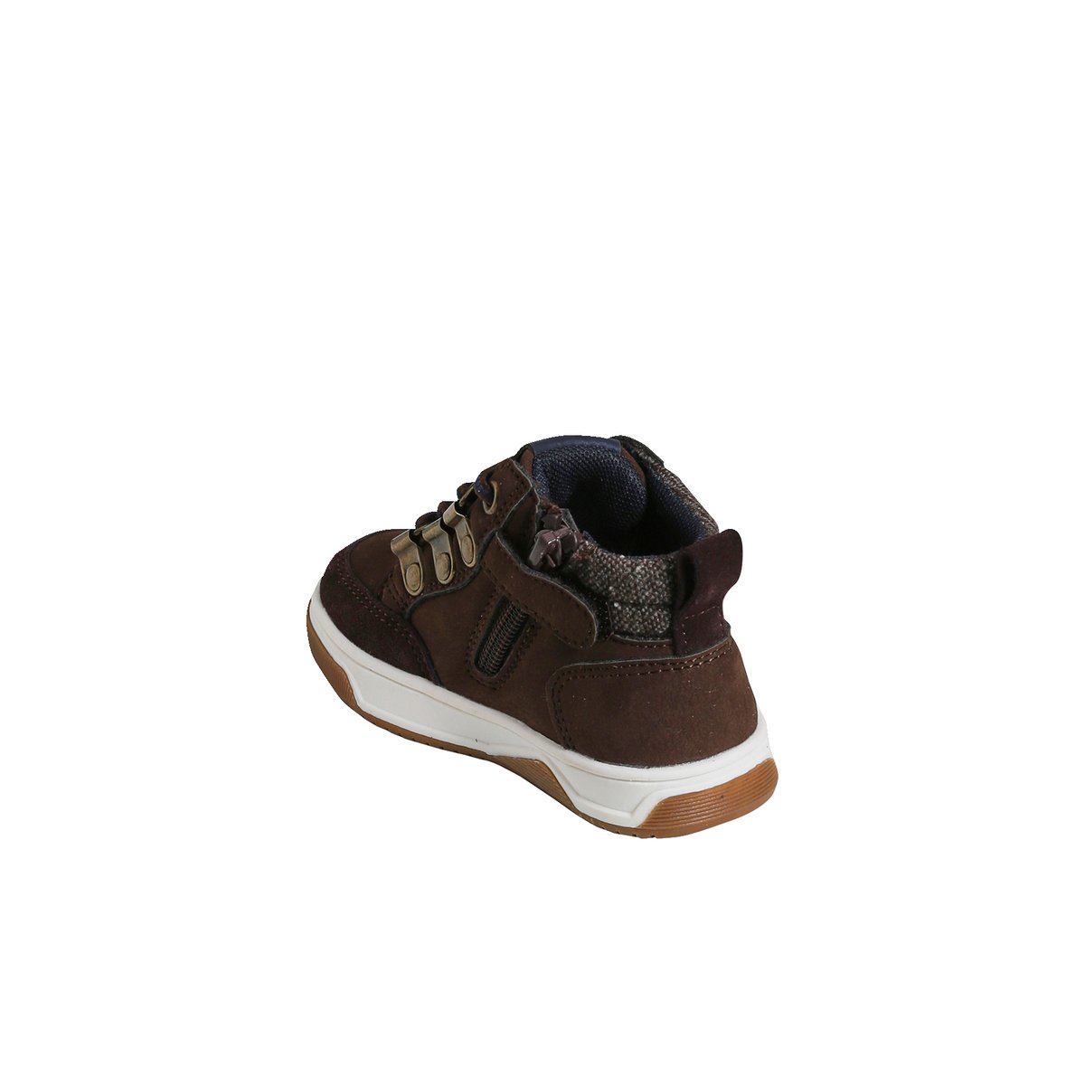 Bottines lacets + glissière chocolat, VERTBAUDET