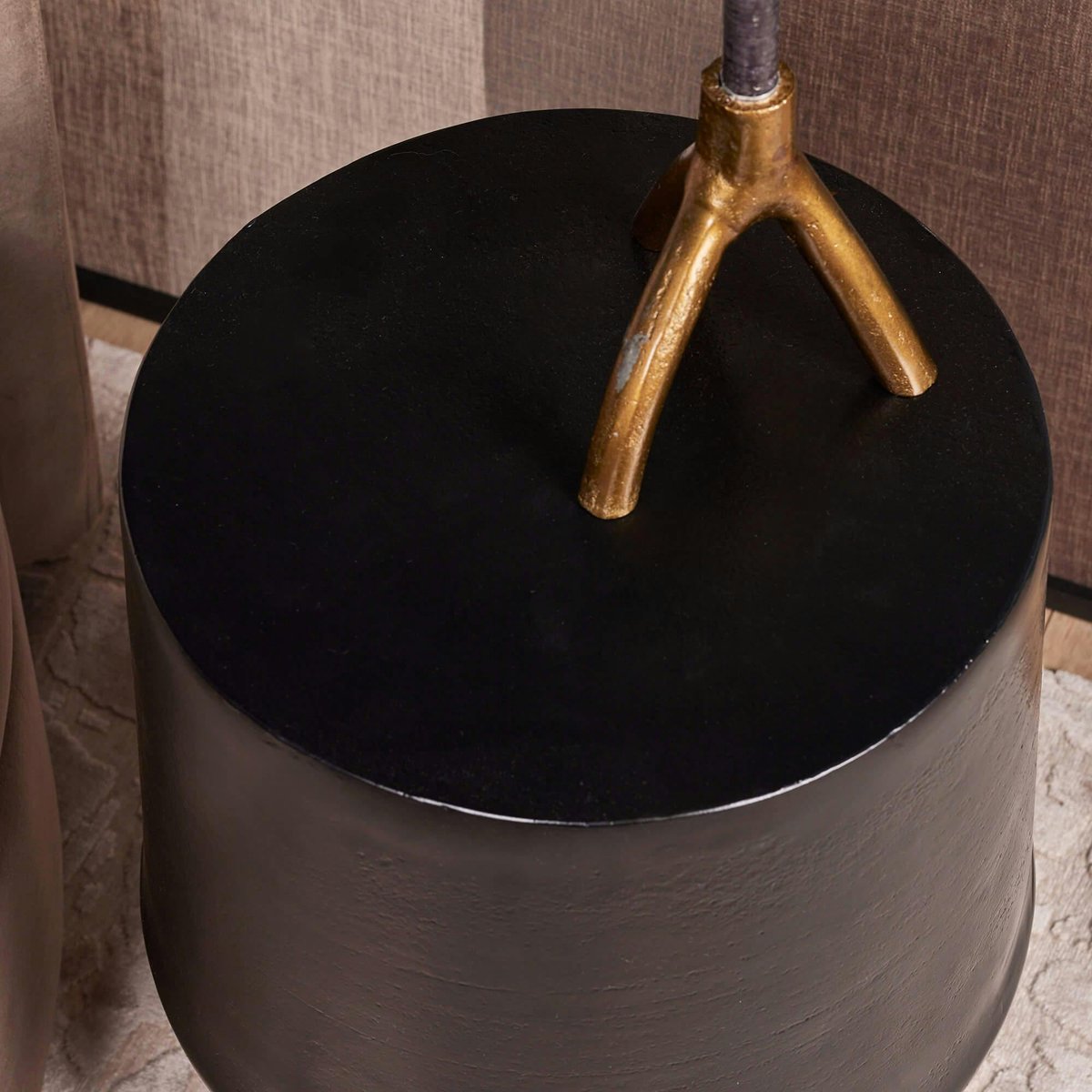 Table d'appoint noire design tambour KANO noir, PIER IMPORT