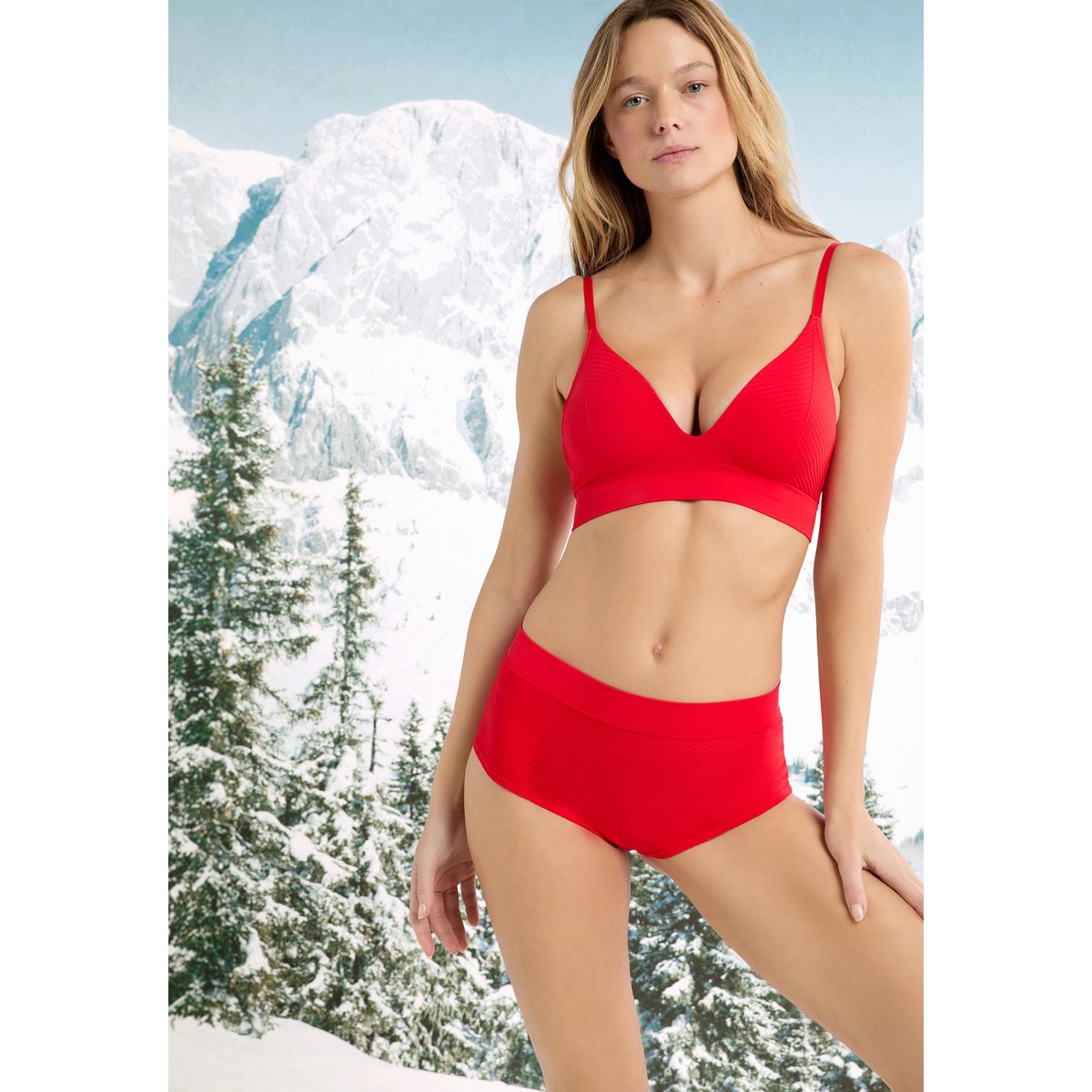 Soutien-gorge brassière push-up EFFORTLESS rouge, ETAM