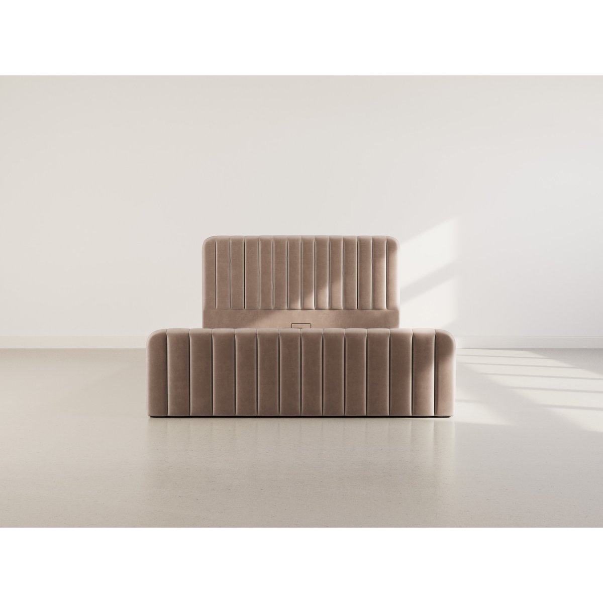 Lit coffre 160x200 cm en velours, ALICE taupe, BEST MOBILIER