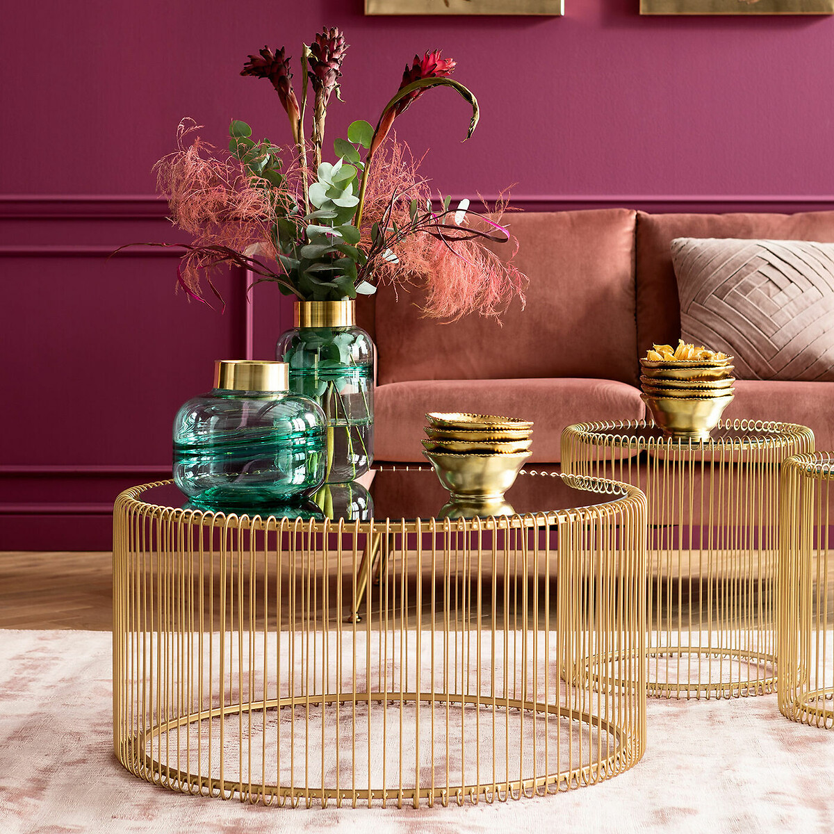 Couchtisch Wire Uno Brass Ø80cm goldfarben, KARE DESIGN