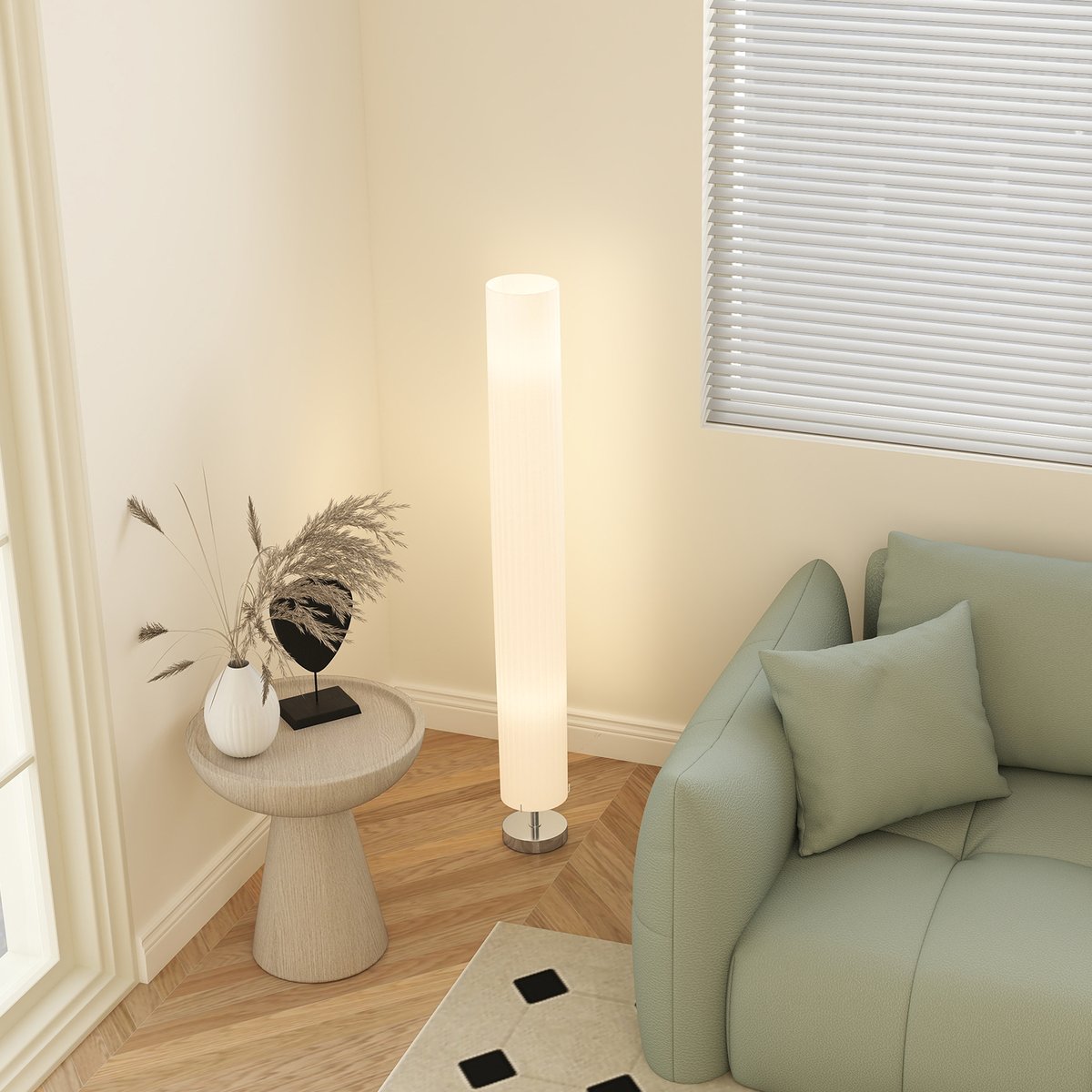 Lampadaire sur pied blanc, HOMCOM