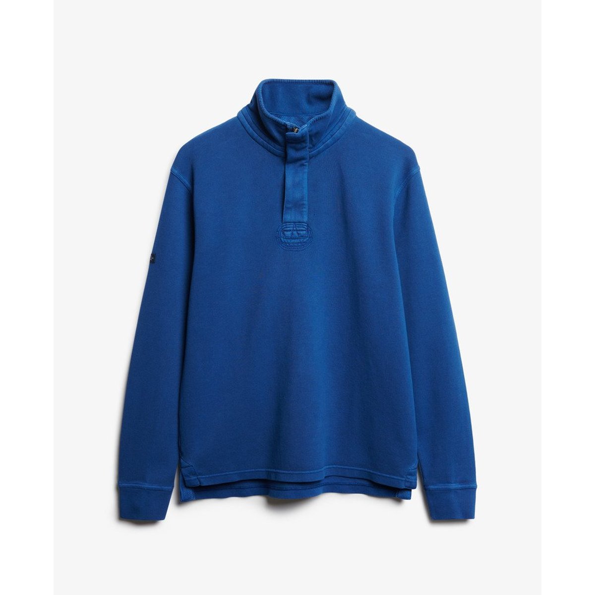 Sweatshirt Demi-Zip Piqué Classique en Coton bleu délavé, SUPERDRY